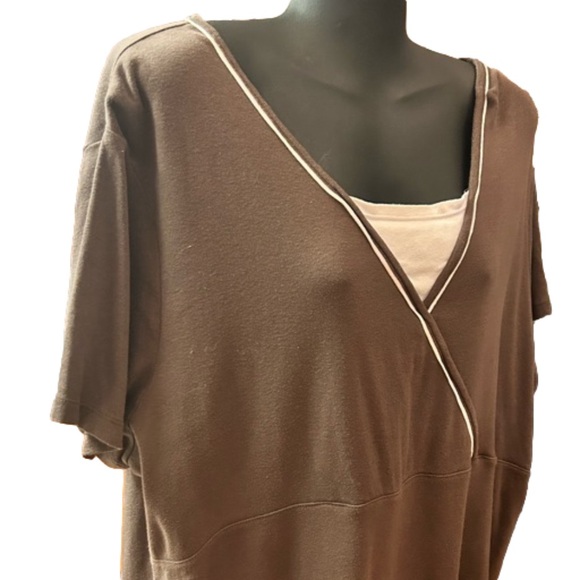 2X Bobbie Brooks brown short sleeve shirt scoop v-neck lightweight sweater - Picture 6 of 13